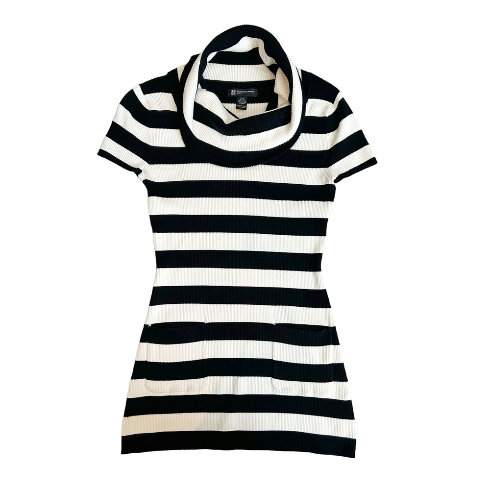 INC International Concepts Silk Cowl Neck Striped Sweater Womens Size PS